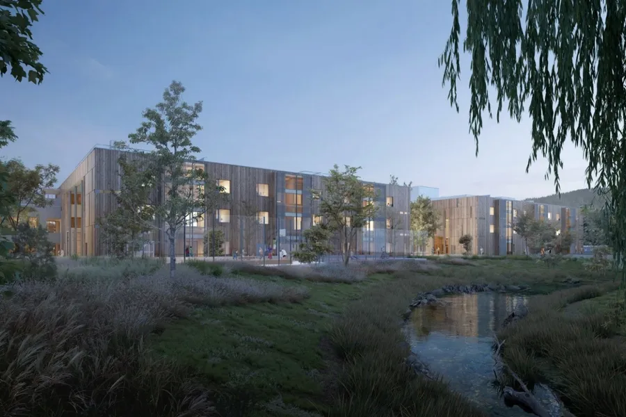 illustrasjonsbilde av psykiatribyggene på nye sykehuset i Drammen