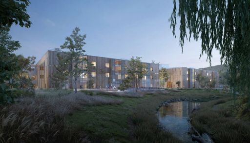 illustrasjonsbilde av psykiatribyggene på nye sykehuset i Drammen